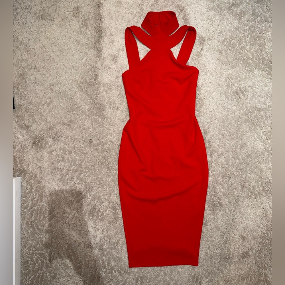 Nookie Red Halter Bodycon Midi Dress